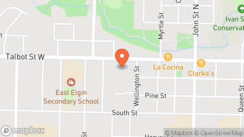Map showing location of Aylmer Thrift Store