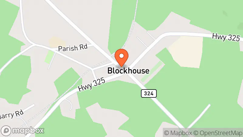 Map showing location of Blockhouse Trading Company