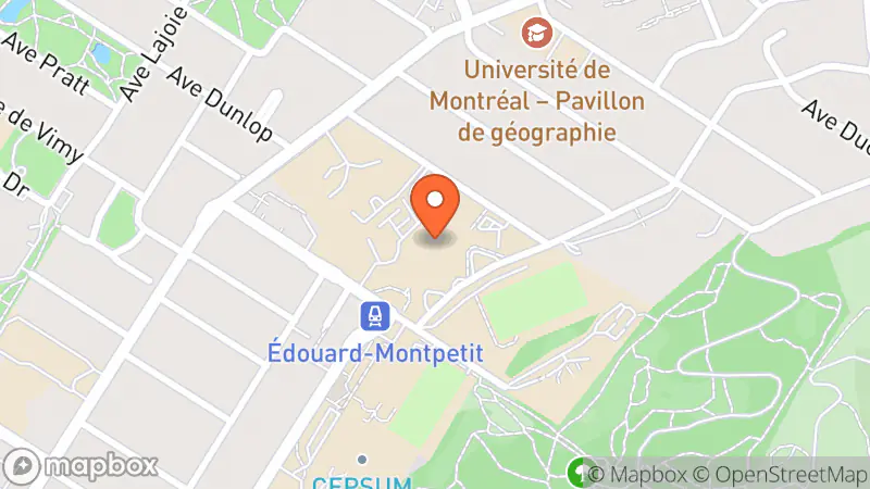 Map showing location of Comptoir FAÉCUM Marie-Victorin - Kiosque de livres usagés (KLU)