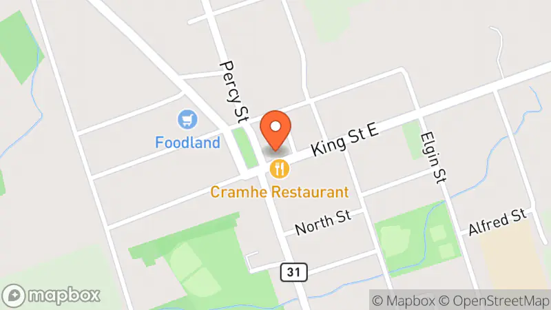 Map showing location of Cramahe Family Thrift Shop Non-Profit Inc