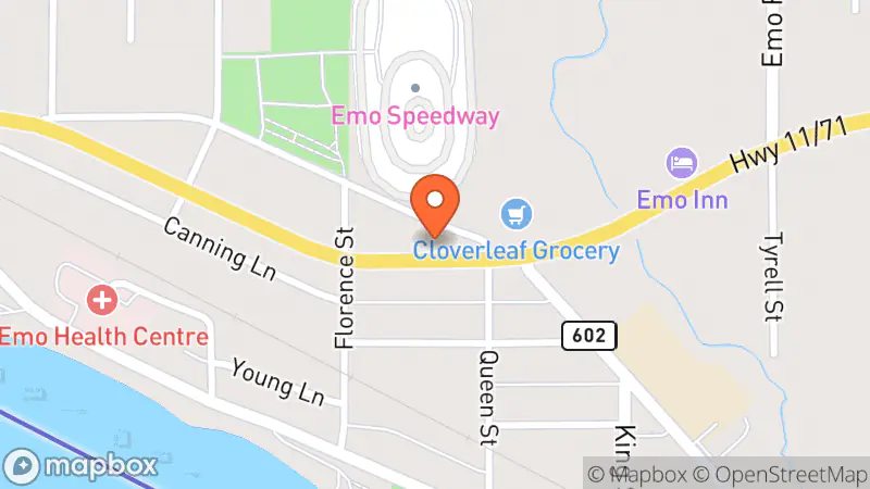 Map showing location of Emo Food Bank And Thrift Shop