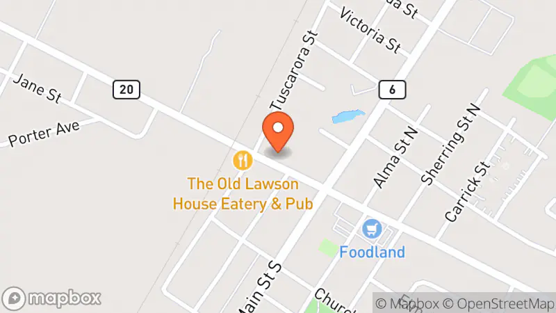 Map showing location of Haldimand Used Appliances & Prayer Centre Thrift Store