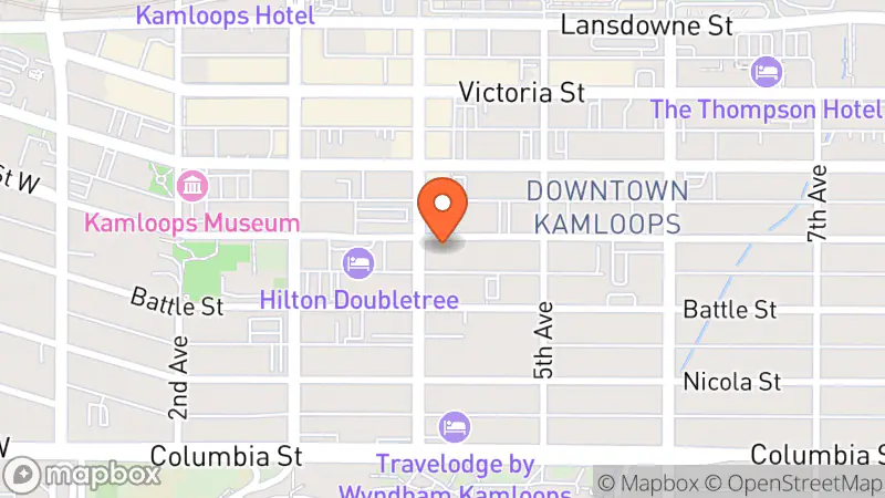 Map showing location of Kamloops United Church Thrift Shop