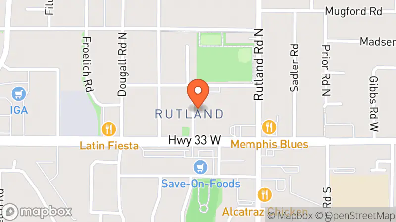 Map showing location of Kelowna's Gospel Mission Thrift Store