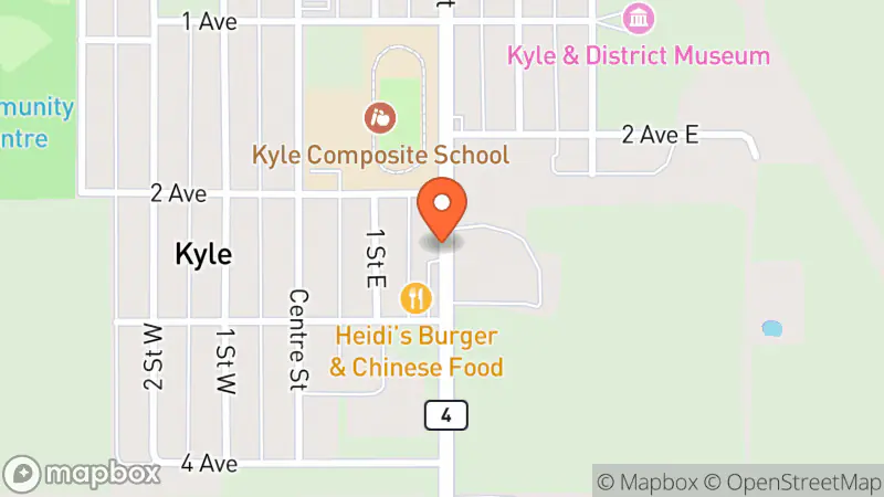 Map showing location of Kyle Thrift Store
