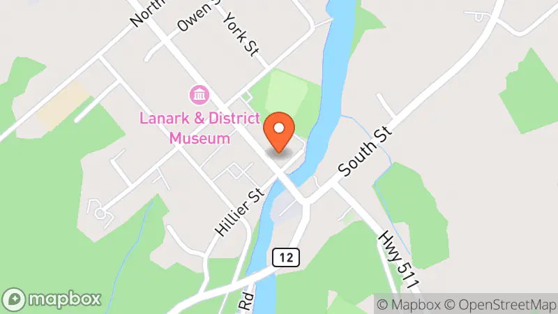 Map showing location of Lanark Highlands Food Pantry