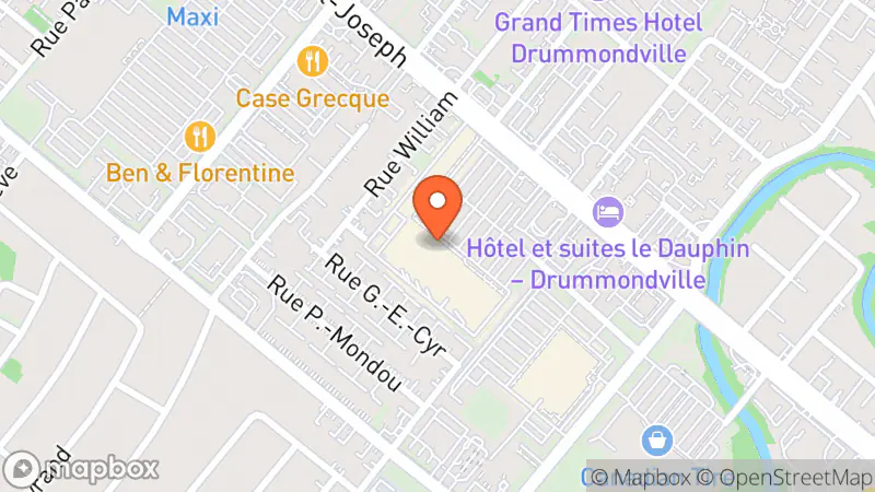 Map showing location of Le Centre de dons communautaire du Village des Valeurs