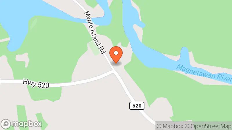 Map showing location of Maple Island Thrift Shop
