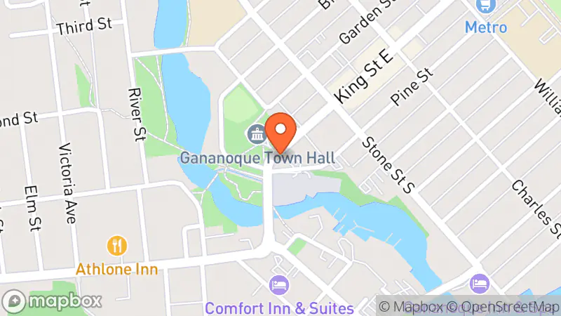 Map showing location of Market Vintage Gananoque