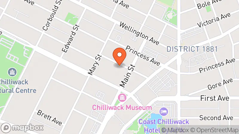 Map showing location of MCC Chilliwack Thrift Shop