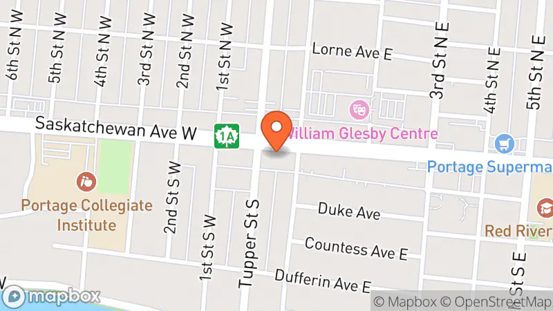 Map showing location of Mckenzie United Church Thrift Shop