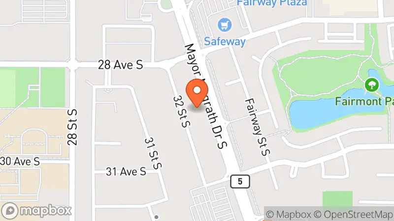 Map showing location of Mission Thrift Store Lethbridge