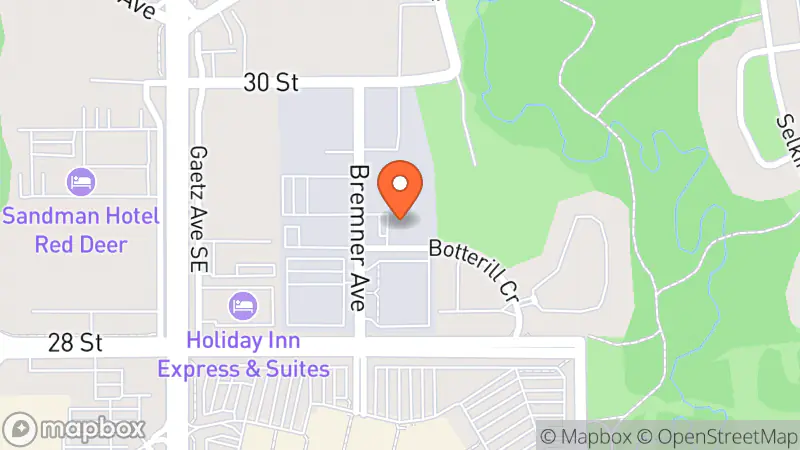 Map showing location of Mission Thrift Store Red Deer