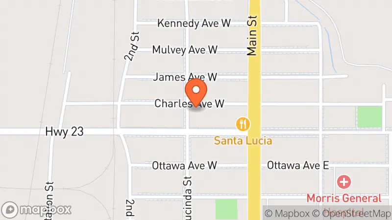 Map showing location of Morris MCC Thrift Store