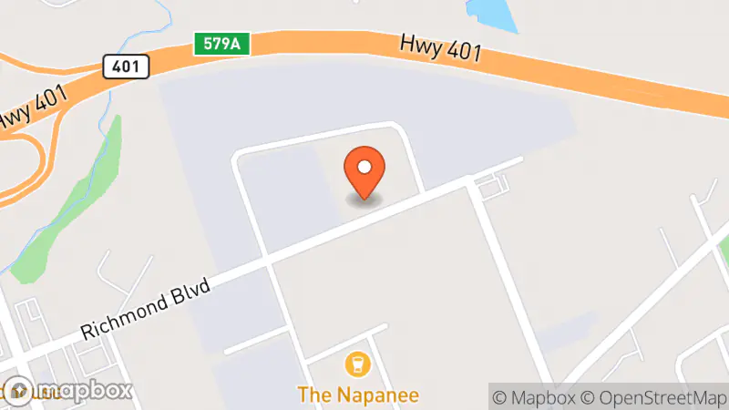 Map showing location of Napanee Charitable Thrift Store