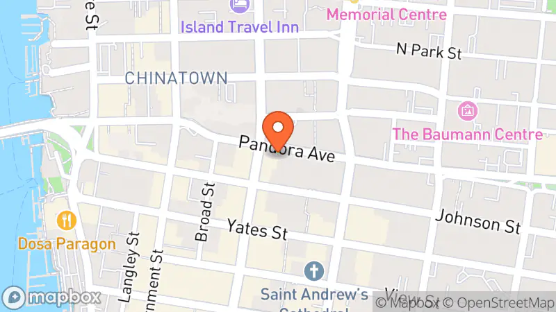 Map showing location of Pandora Thrift