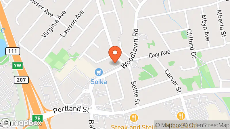 Map showing location of Parker Street Thrift Store