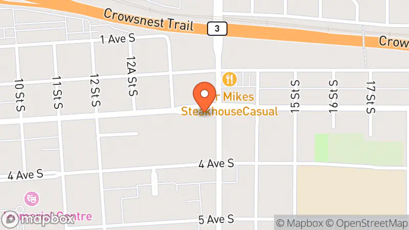 Map showing location of Poppin Tags Lethbridge