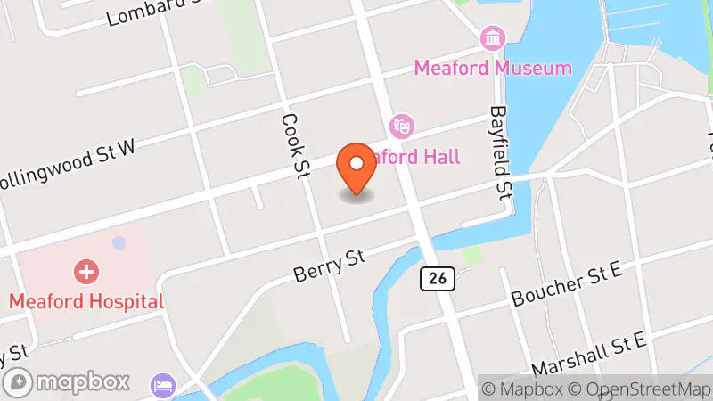 Map showing location of Rotary Club of Meaford Thrift Shop