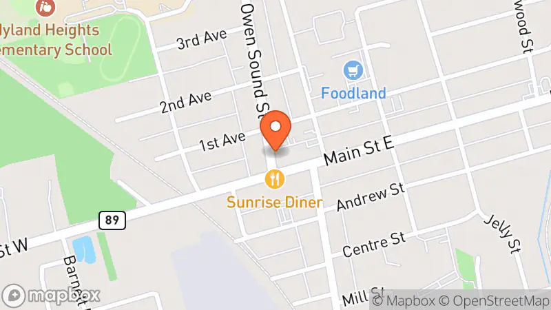Map showing location of Shelburne Thrift Shop
