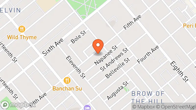 Map showing location of St. Barnabas Thrift Store