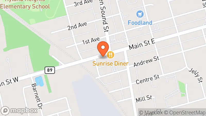 Map showing location of Treasure Trove Thrift Shop