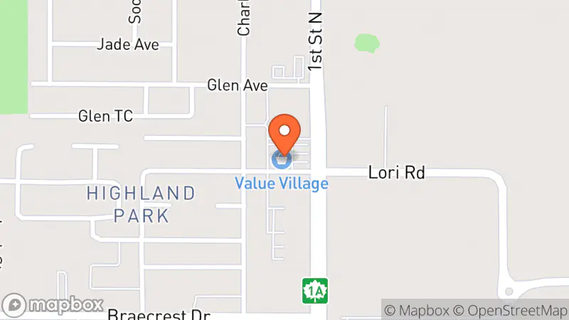 Map showing location of Value Village
